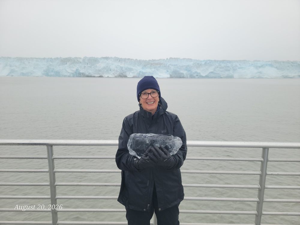 Holding a piece of glacier ice!